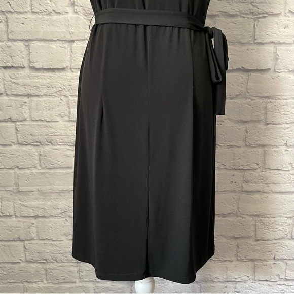 RW & CO Cowl Neck Sleeveless Tie Waist Midi Little Black Dress Size Medium - Picture 8 of 10